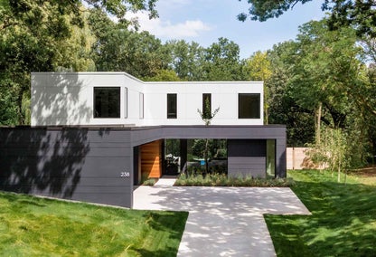 Exterior of new construction, contemporary home in Golden Valley, MN